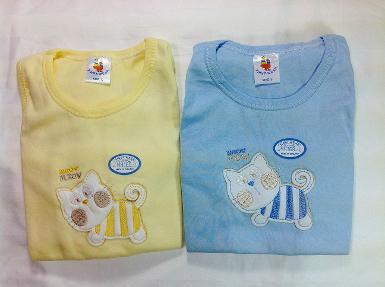 เสื้อผ้าเด็กอ่อนแบบเสื้อกล้าม+ขาสั้น (HH 169-C) มี 2 สี (สีเหลือง ,สีฟ้า) Size M, L