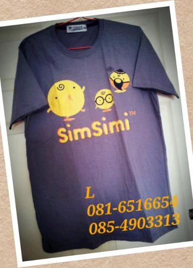 (2.13)Shoot เสื้อยืด ชาย-หญิง สีน้ำเงินอมเทา ลายSimSimi Size L เนื้อผ้าเบาสบาย ถูกกว่าที่หน้าร้าน