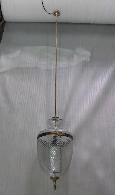 Hanging Lamp brass with cut glass Item Code HL100B glass 9'' Long total 4 m.